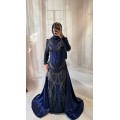 38 BDN LACİVERT PELERİNLİ KORSELİ ABİYE