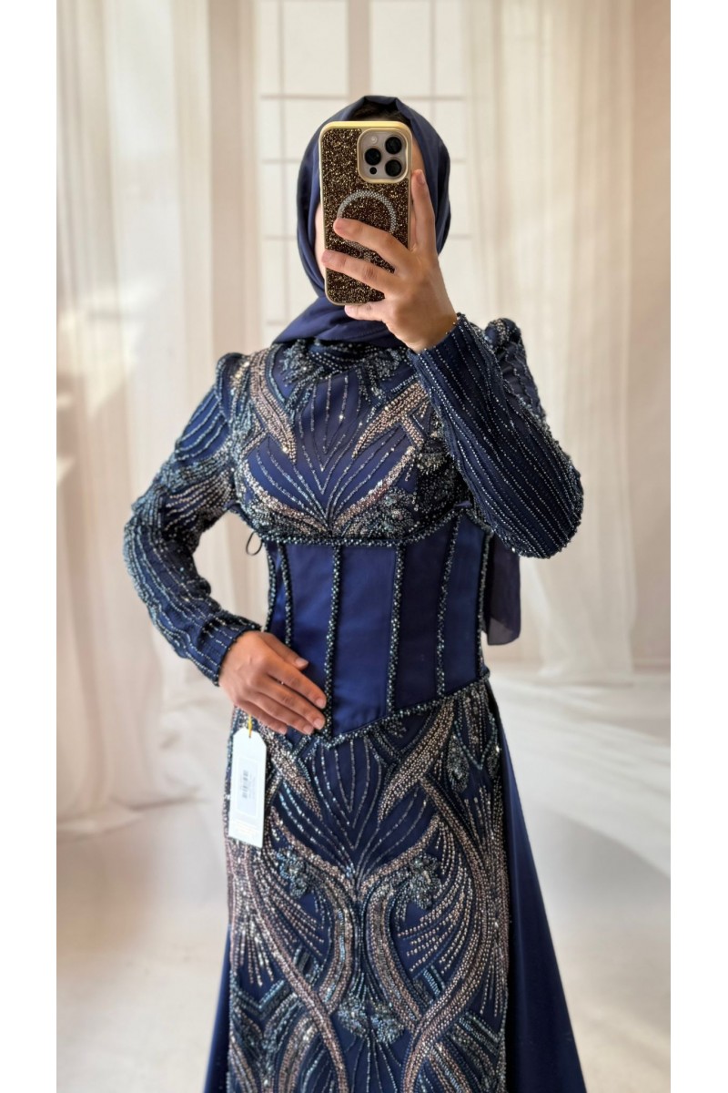 40 BDN LACİVERT PELERİNLİ KORSELİ MODEL