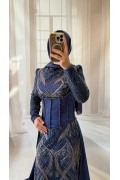 38 BDN LACİVERT PELERİNLİ KORSELİ ABİYE